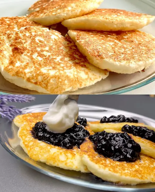Cottage Cheese Pancakes with Berry Sauce
