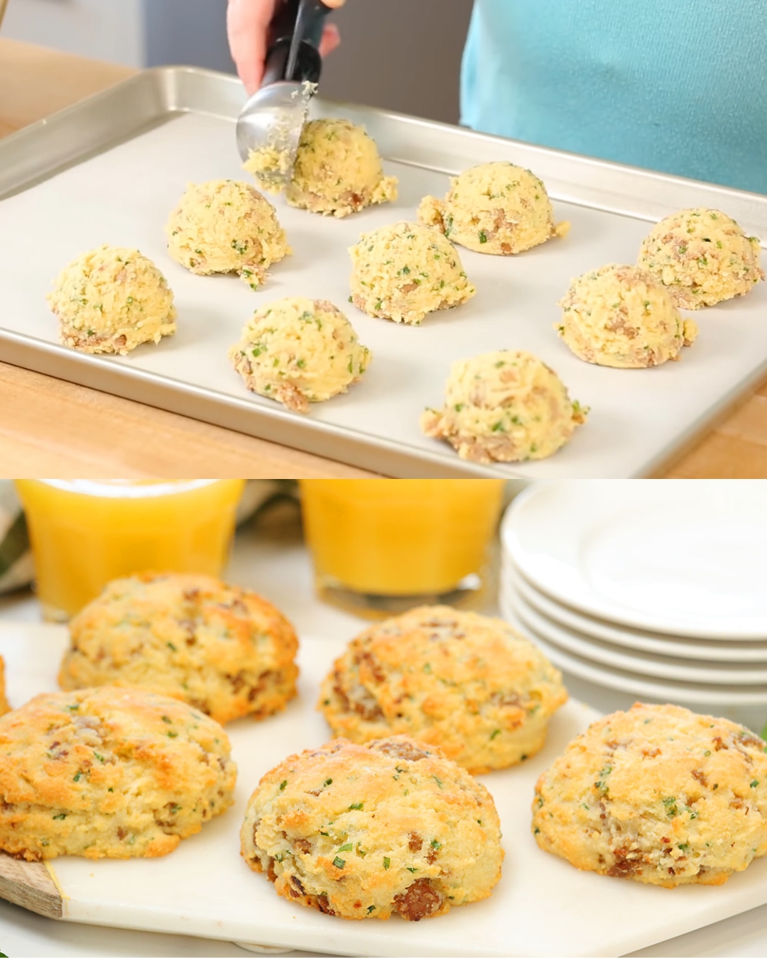 Savory Turkey Sausage Biscuits with Garlic Butter
