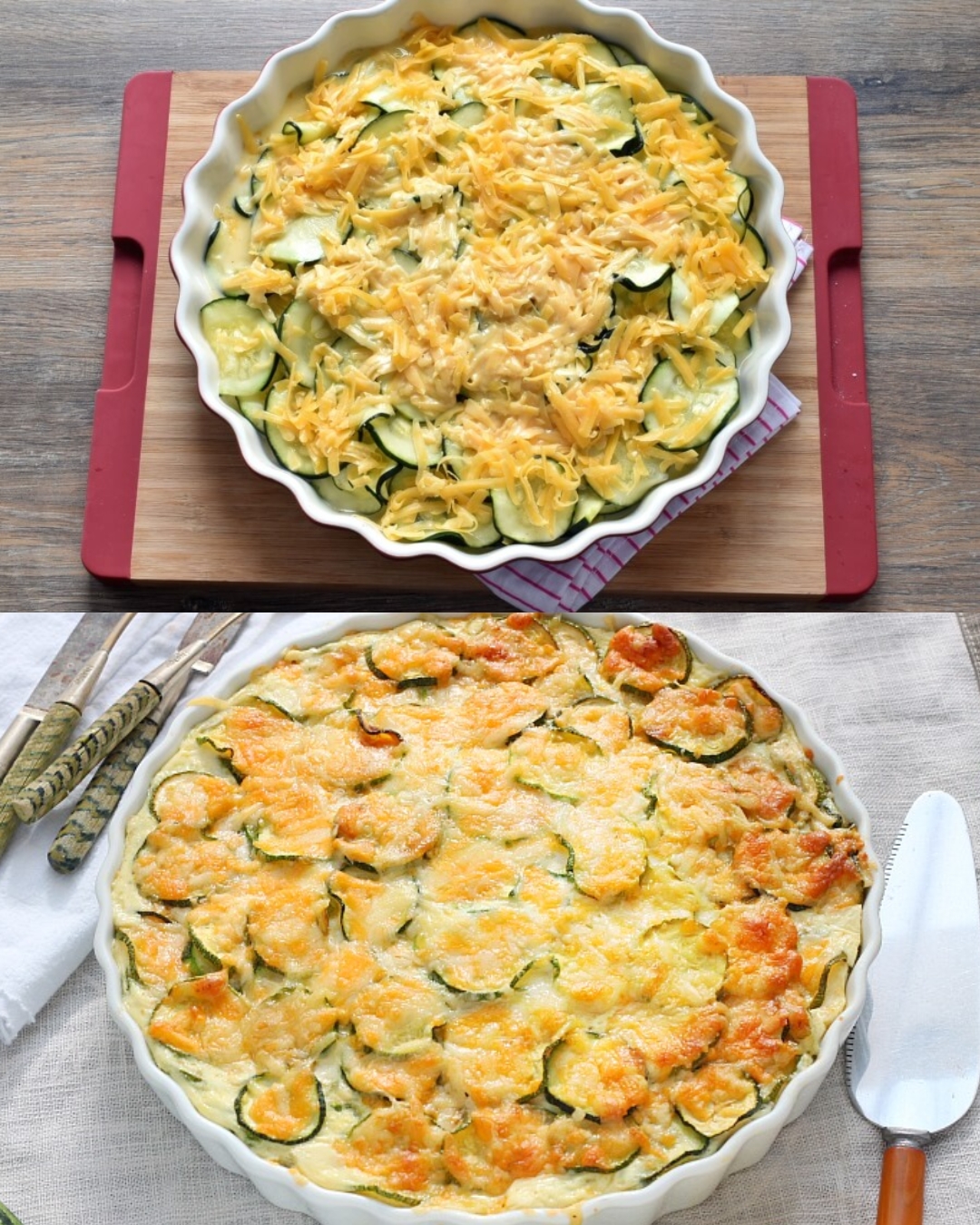 Zucchini Quiche with Cheddar Cheese
