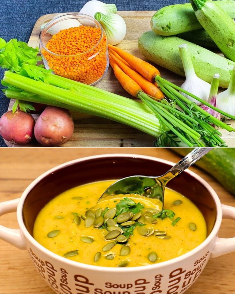 Creamy Red Lentil Soup with Vegetables