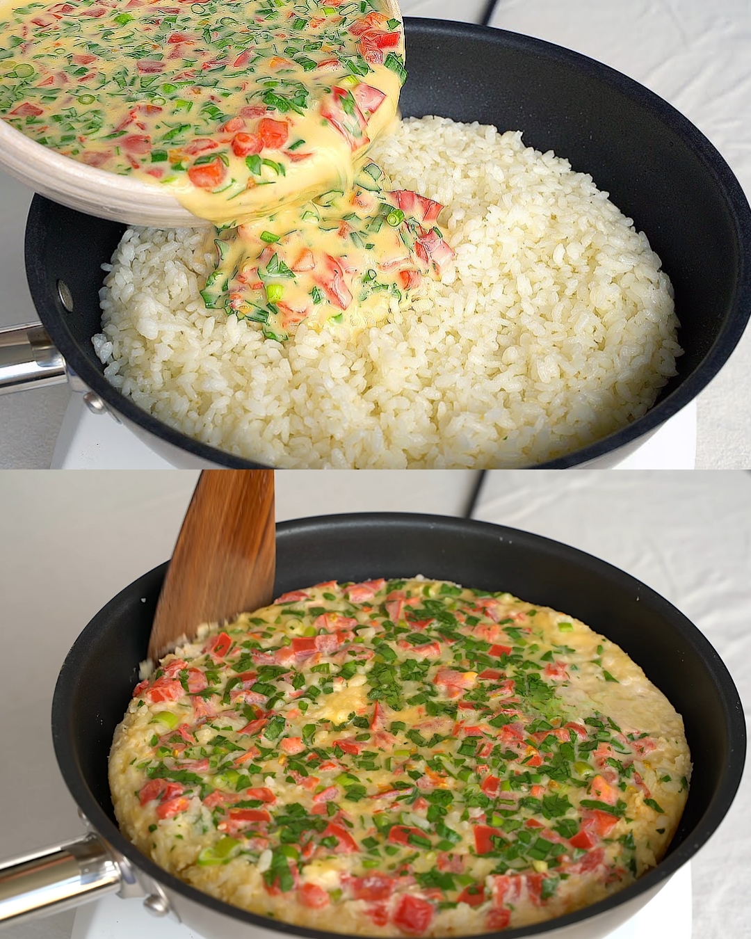 Savory Rice and Egg Scramble with Tomatoes and Herbs