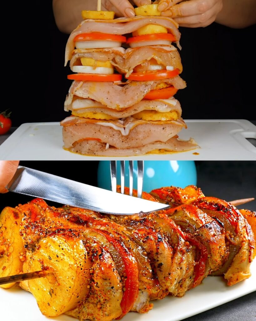 Chicken and Vegetable Skewers with Smoked Bacon