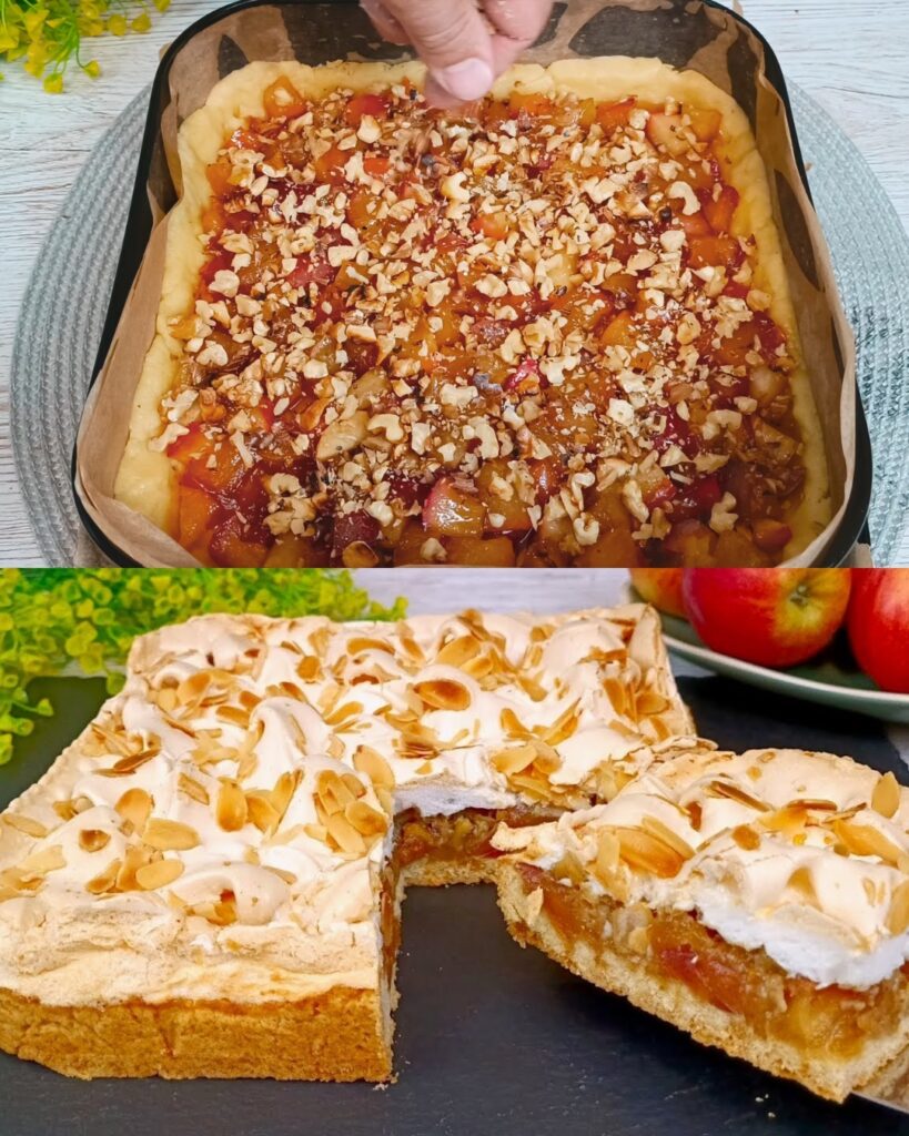 Caramelized Apple and Walnut Meringue Cake