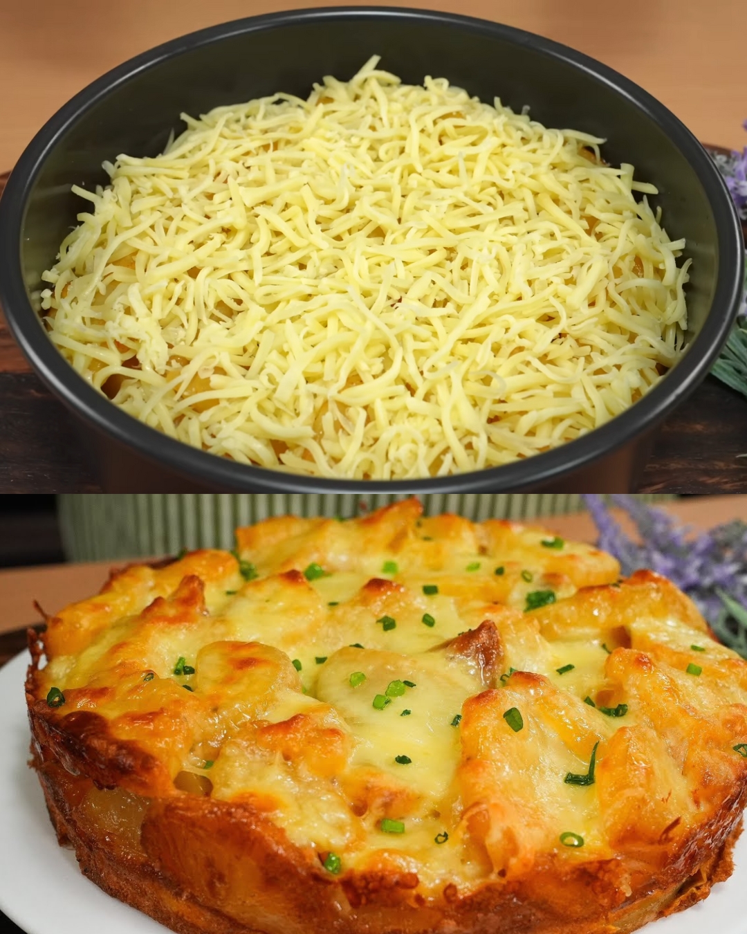 Savory Scrambled Eggs with Crispy Potatoes and Mozzarella