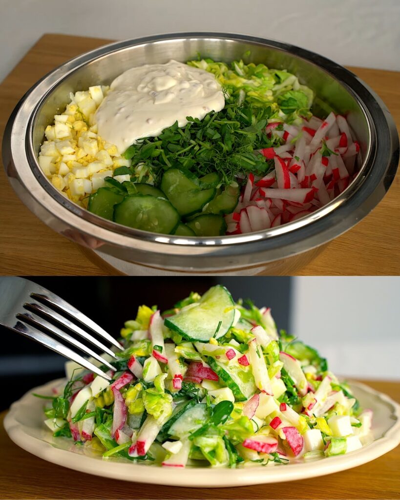 Healthy Cucumber, Radish, and Chickpea Microgreens Salad