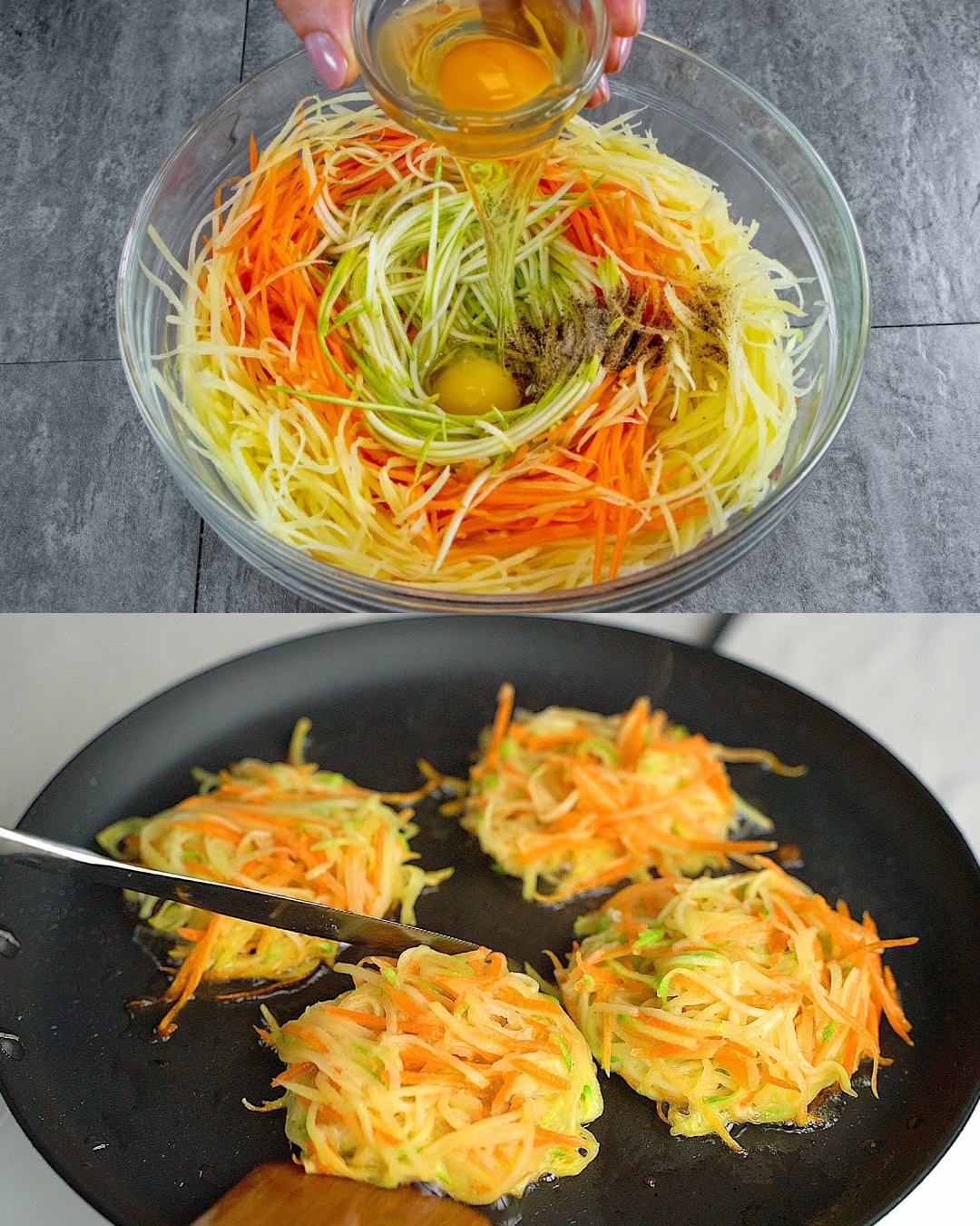 Vegetable Pancakes (Carrot, Potato, and Zucchini)
