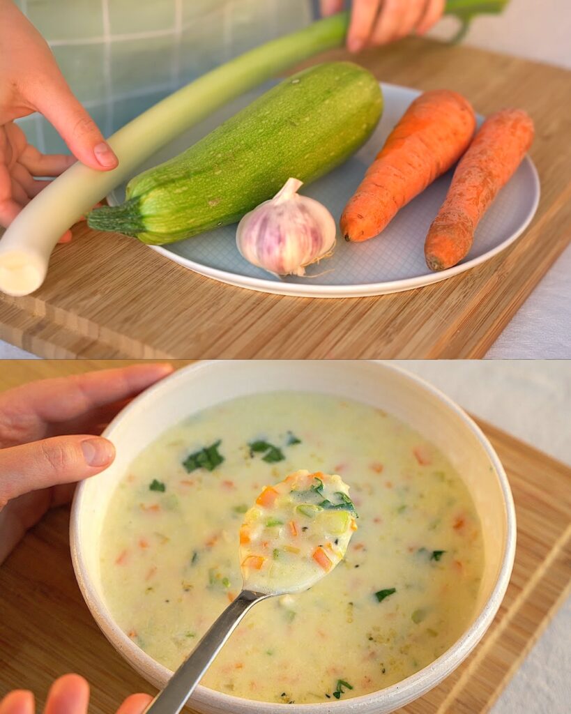 Creamy Vegetable Soup with Hemp Seeds finished dish