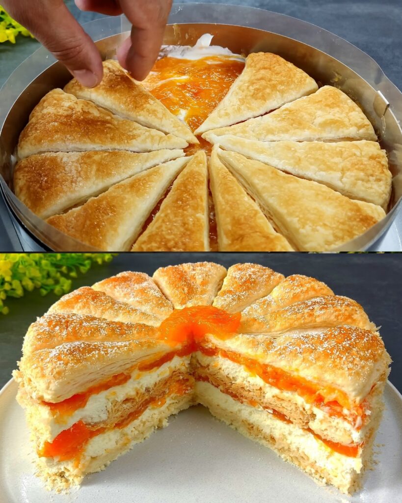 Apricot Puff Pastry Cake with Cream Filling