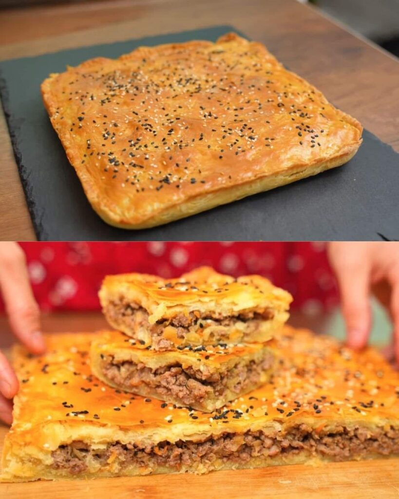 Golden Meat Pie with Flaky Dough