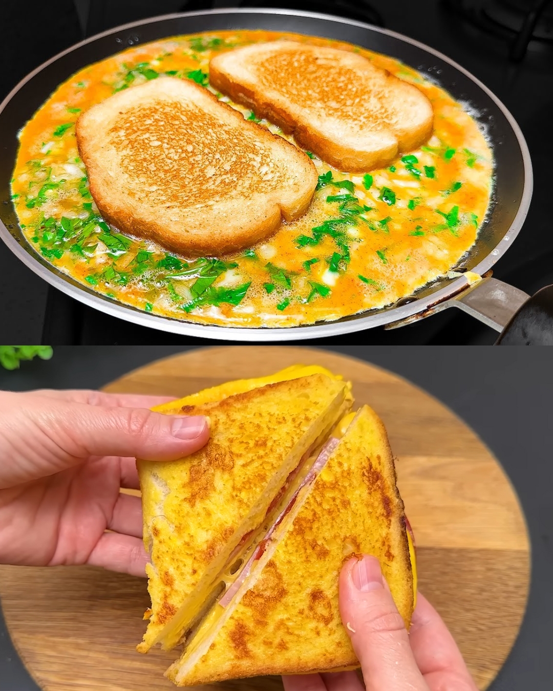 Cheesy Egg & Tomato Breakfast Sandwich