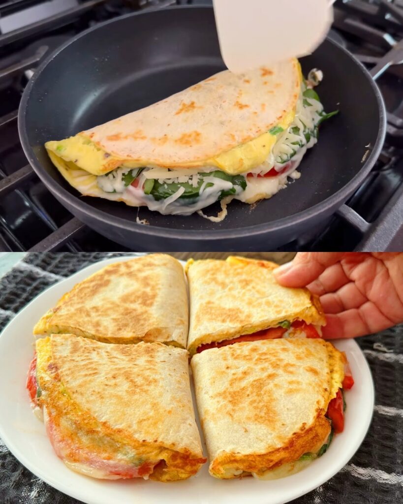 Easy Egg & Green Onion Tortilla Wrap finished dish