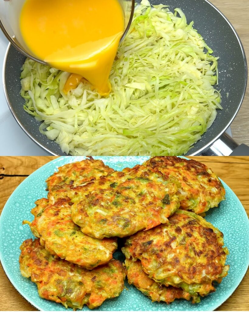 Cabbage and Carrot Fritters finished dish