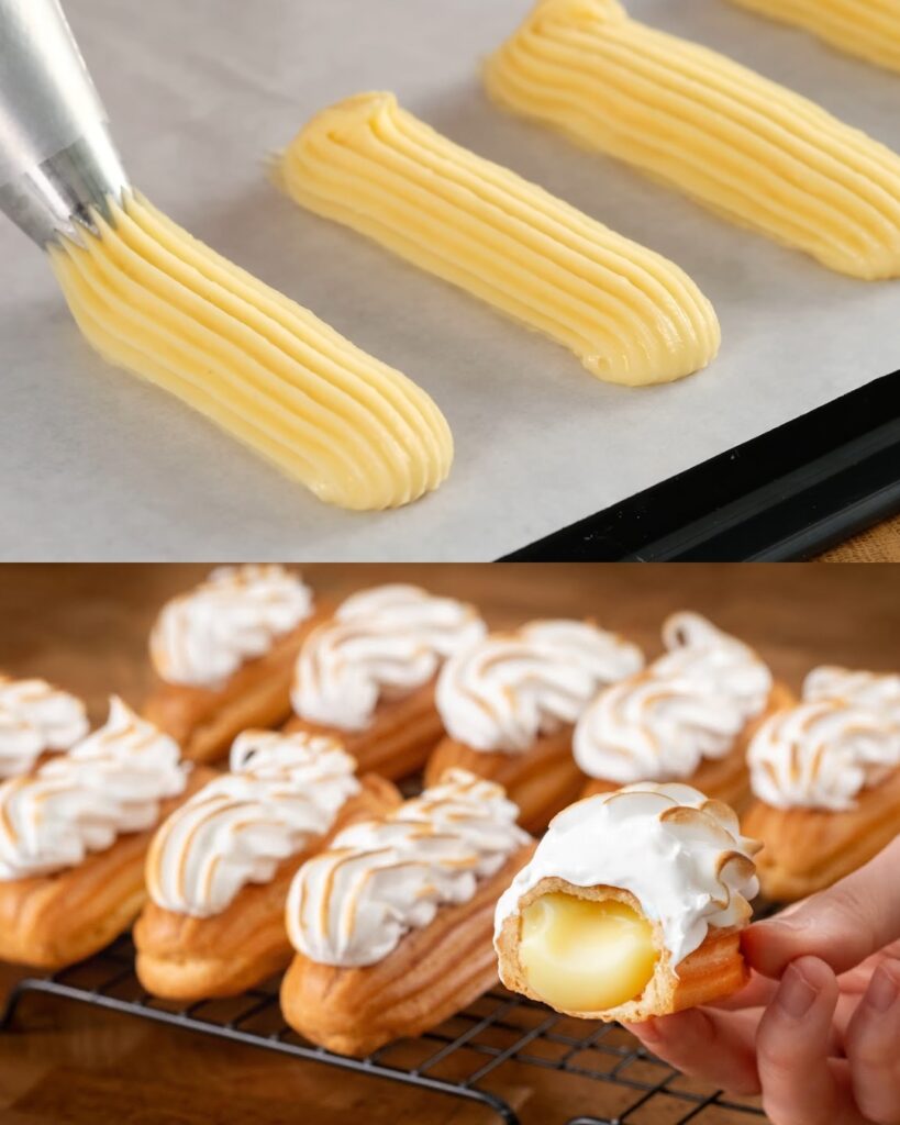 Lemon Eclairs with Italian Meringue