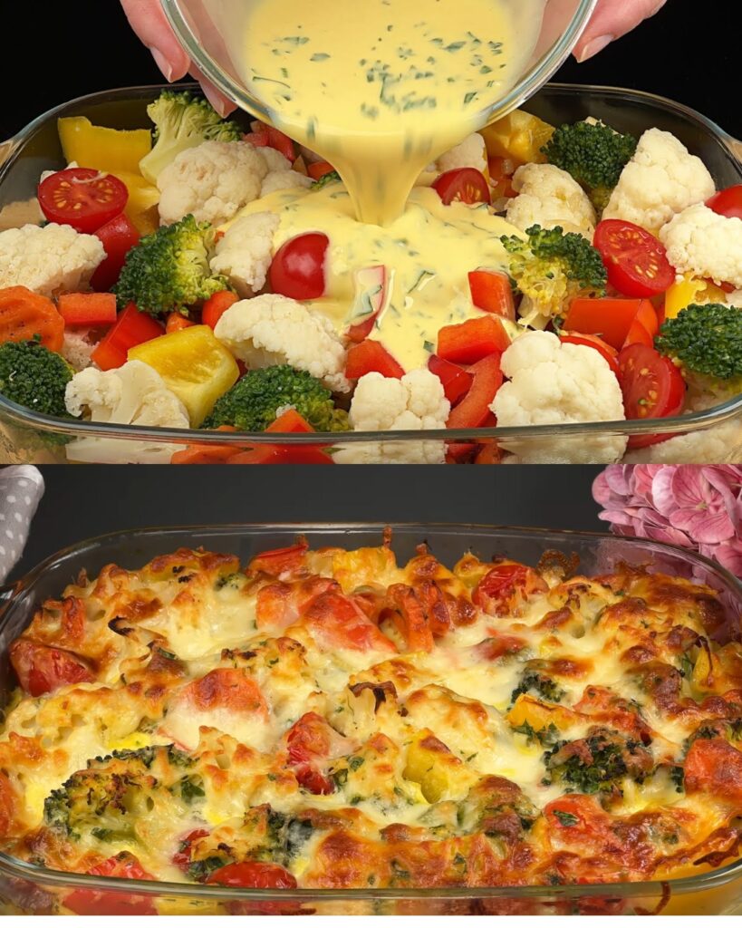 Cheesy Baked Vegetable Casserole with Creamy Herb Sauce