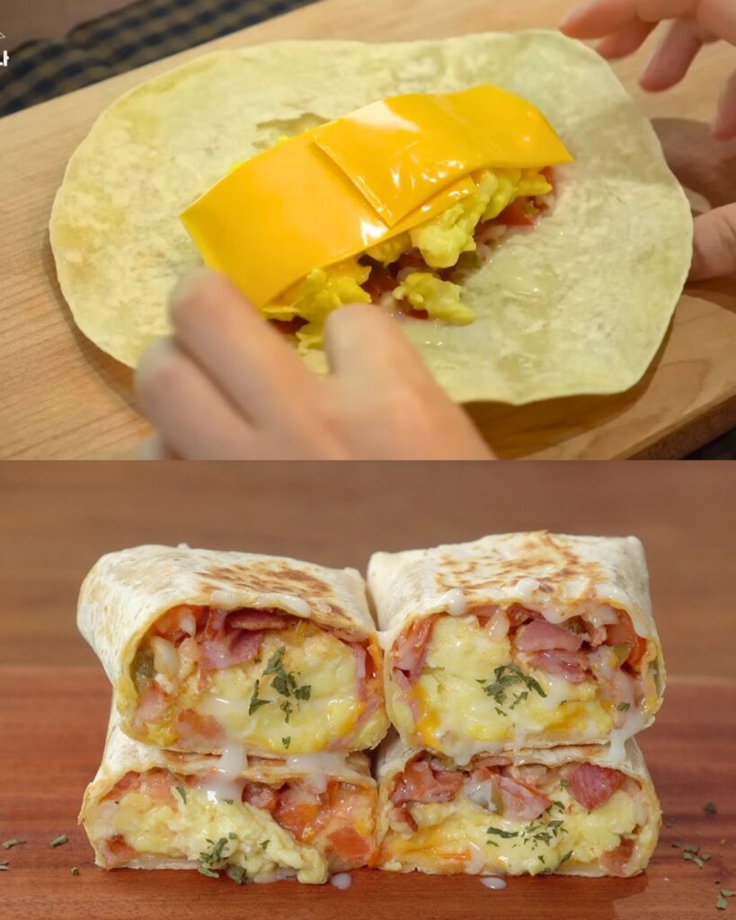Cheesy Egg & Bacon Breakfast Wrap