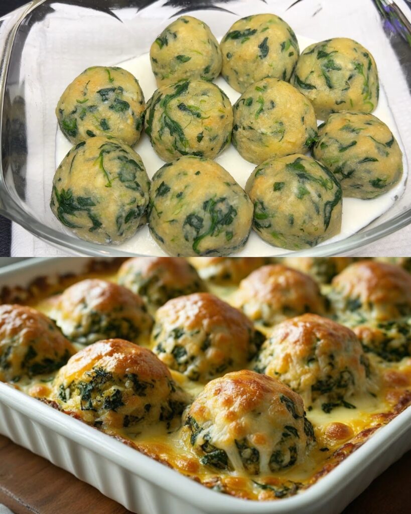 Cheesy Spinach & Potato Balls finished dish