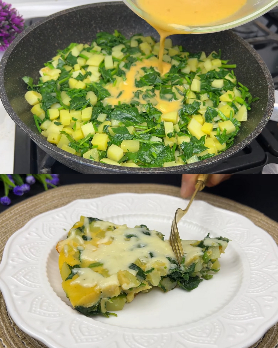 Spinach & Potato Frittata with Mozzarella