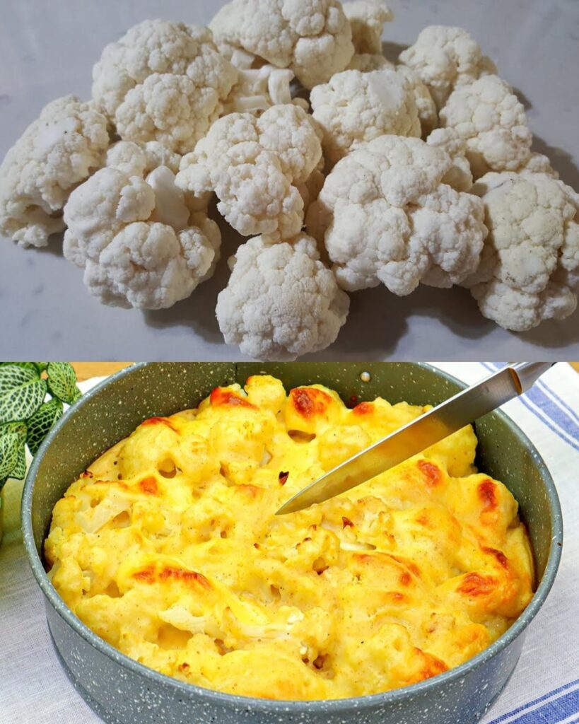 Baked Cauliflower Casserole with Fresh Cabbage and Beet Salad