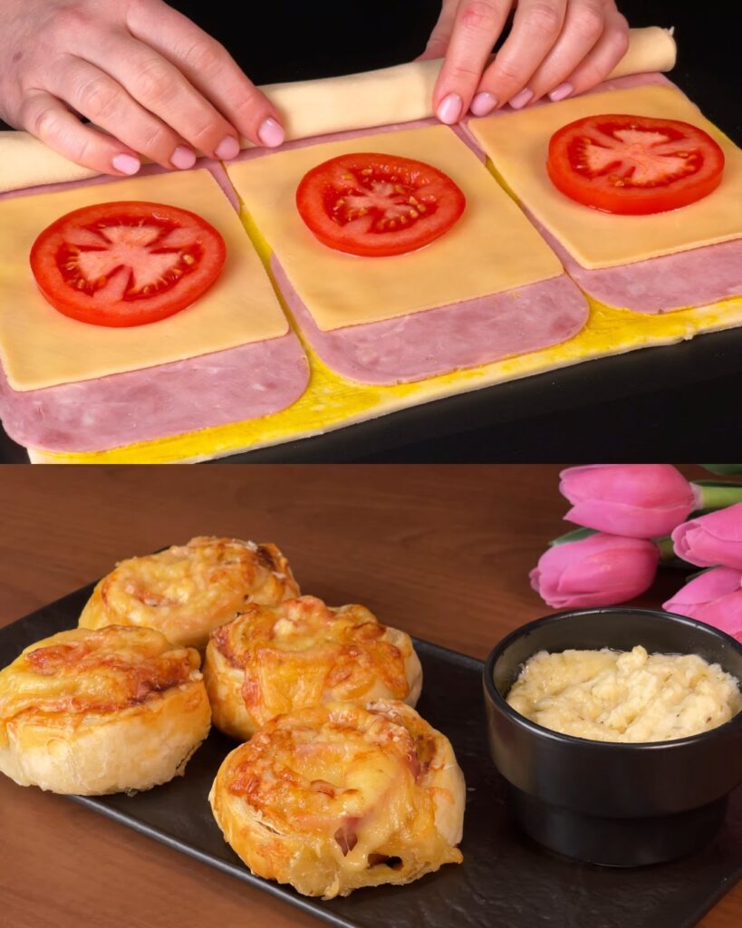 Savory Puff Pastry with Ham, Cheese, and Tomato