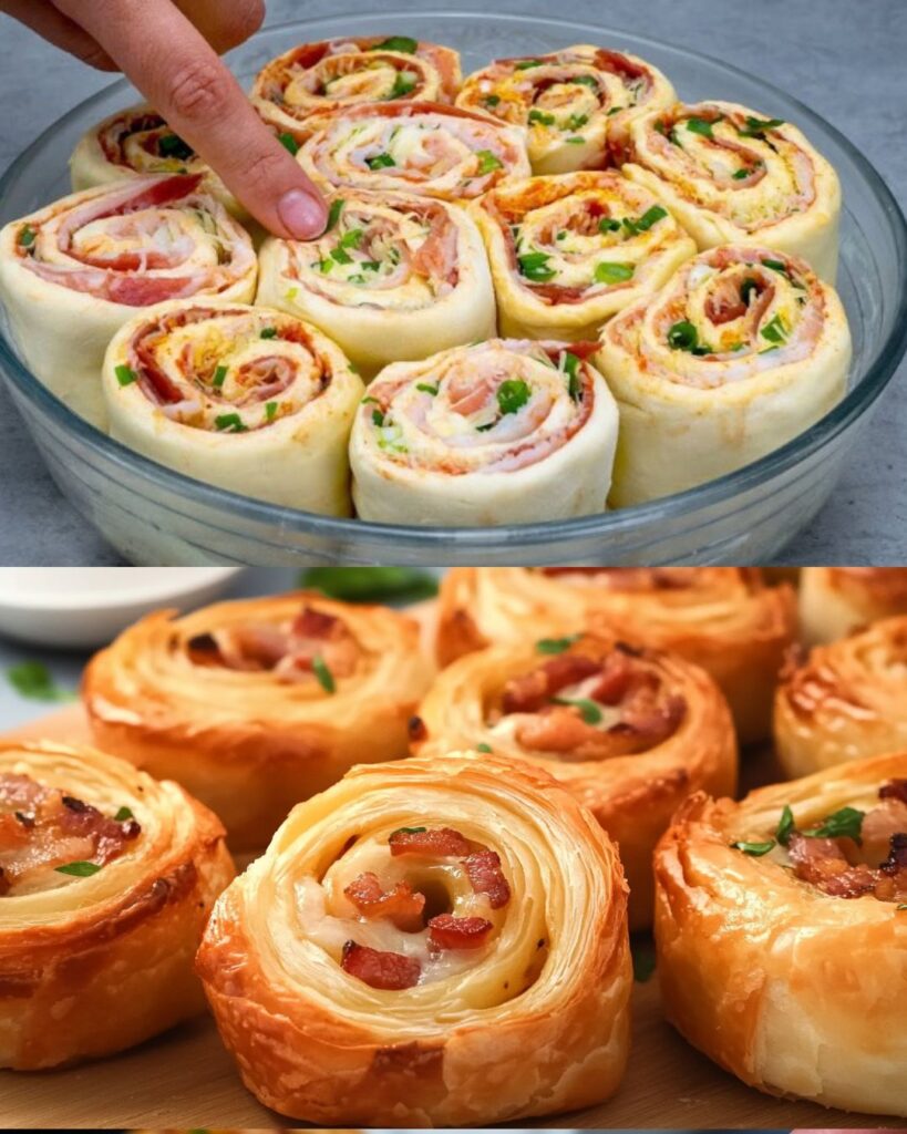 Savory Puff Pastry Snails with Bacon and Parmesan