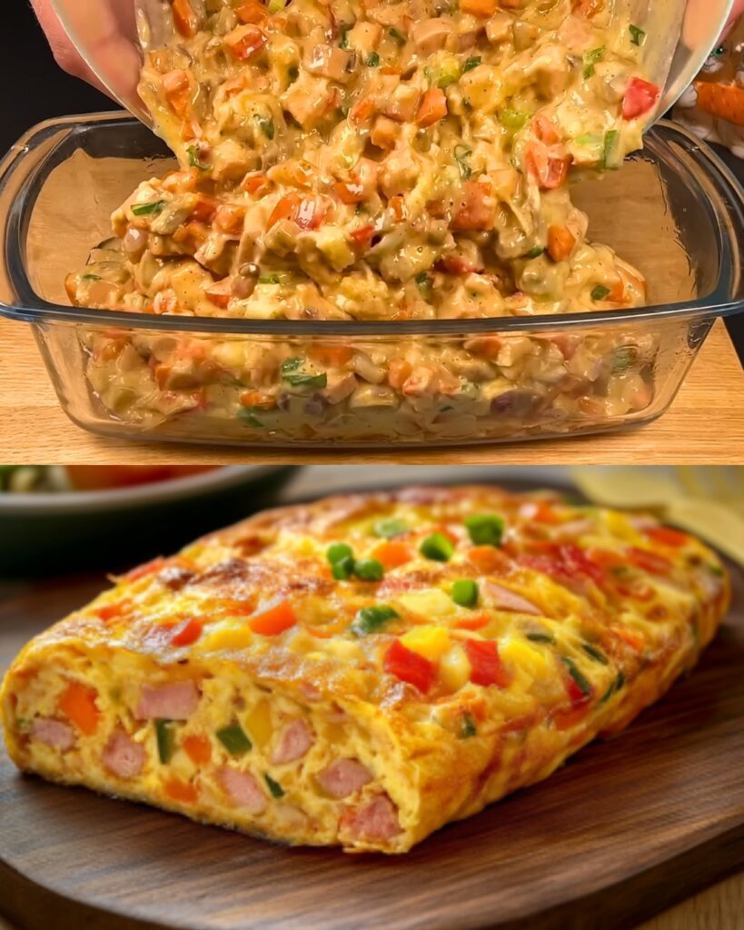 Savory Baked Omelet with Vegetables and Ham