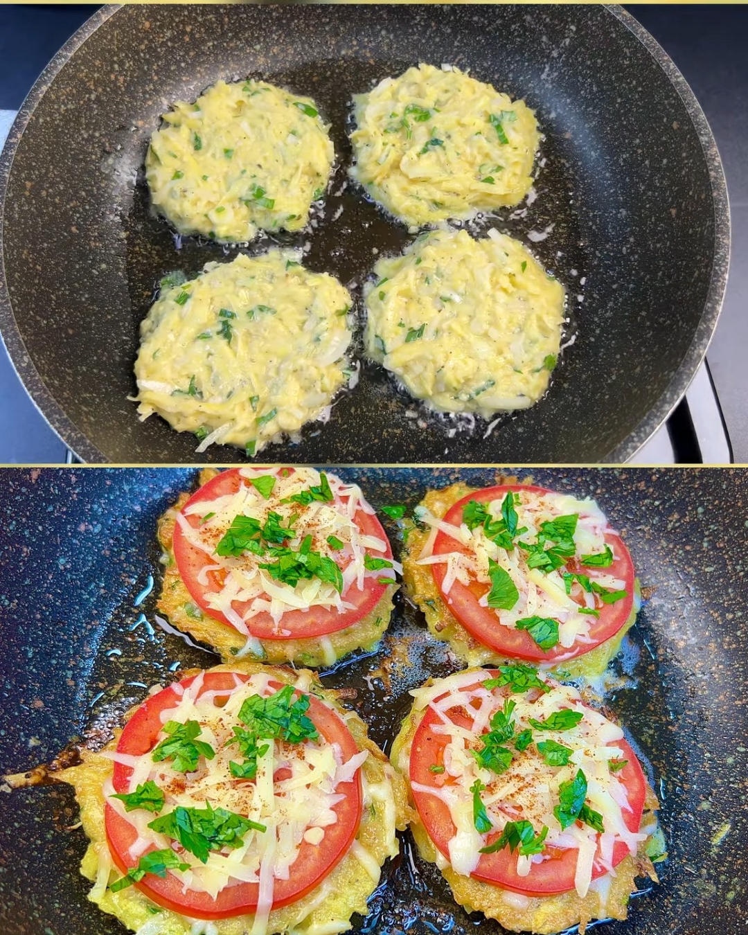 Potato Patties with Mozzarella and Sour Cream Sauce