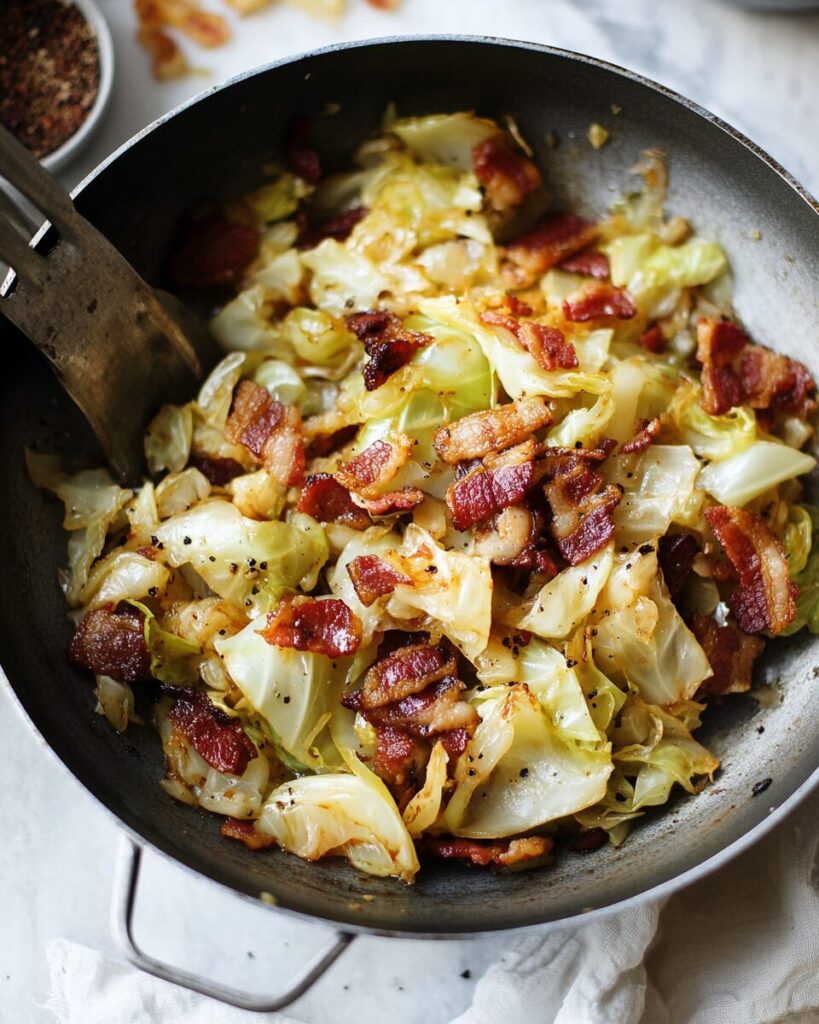 Fried Cabbage with Bacon and Mustard