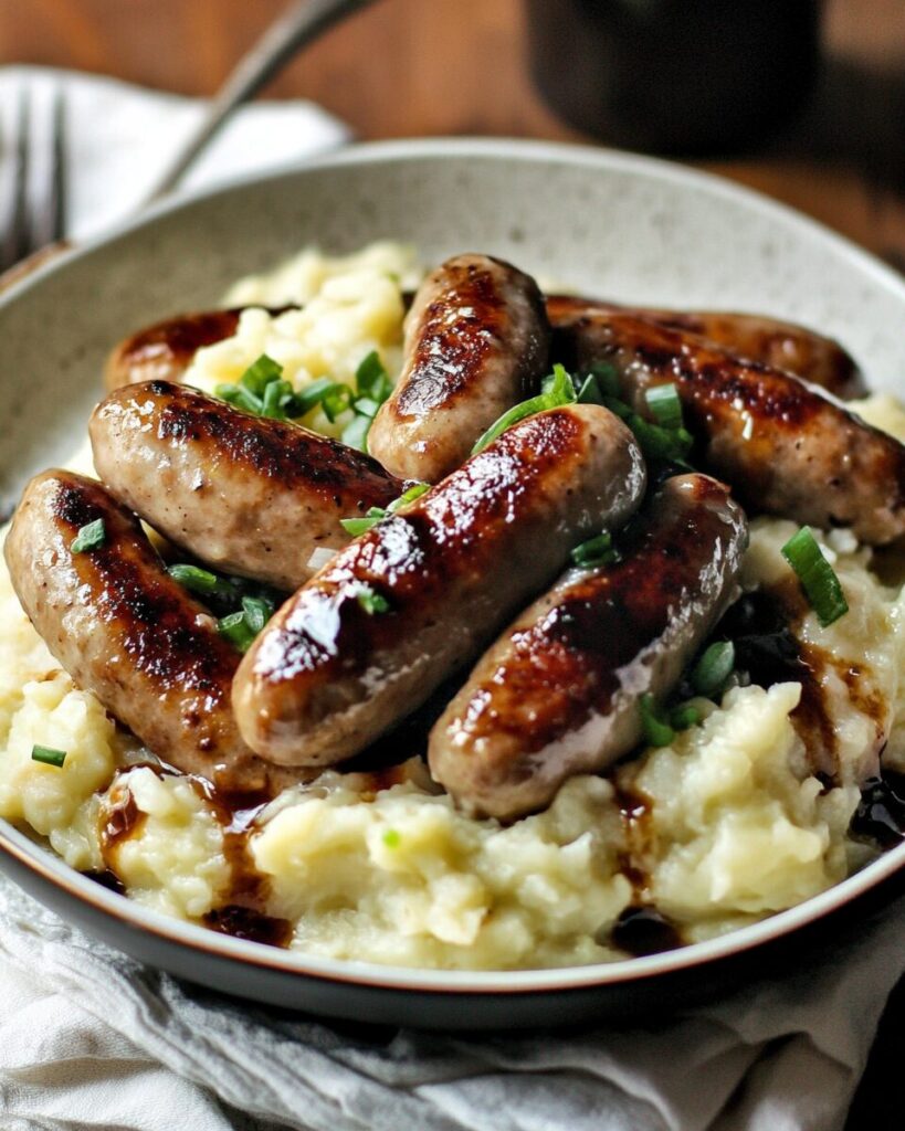 Irish Bangers and Colcannon finished dish