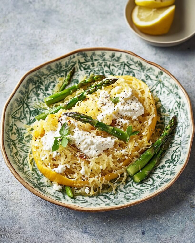 Spaghetti Squash with Asparagus, Ricotta, Lemon