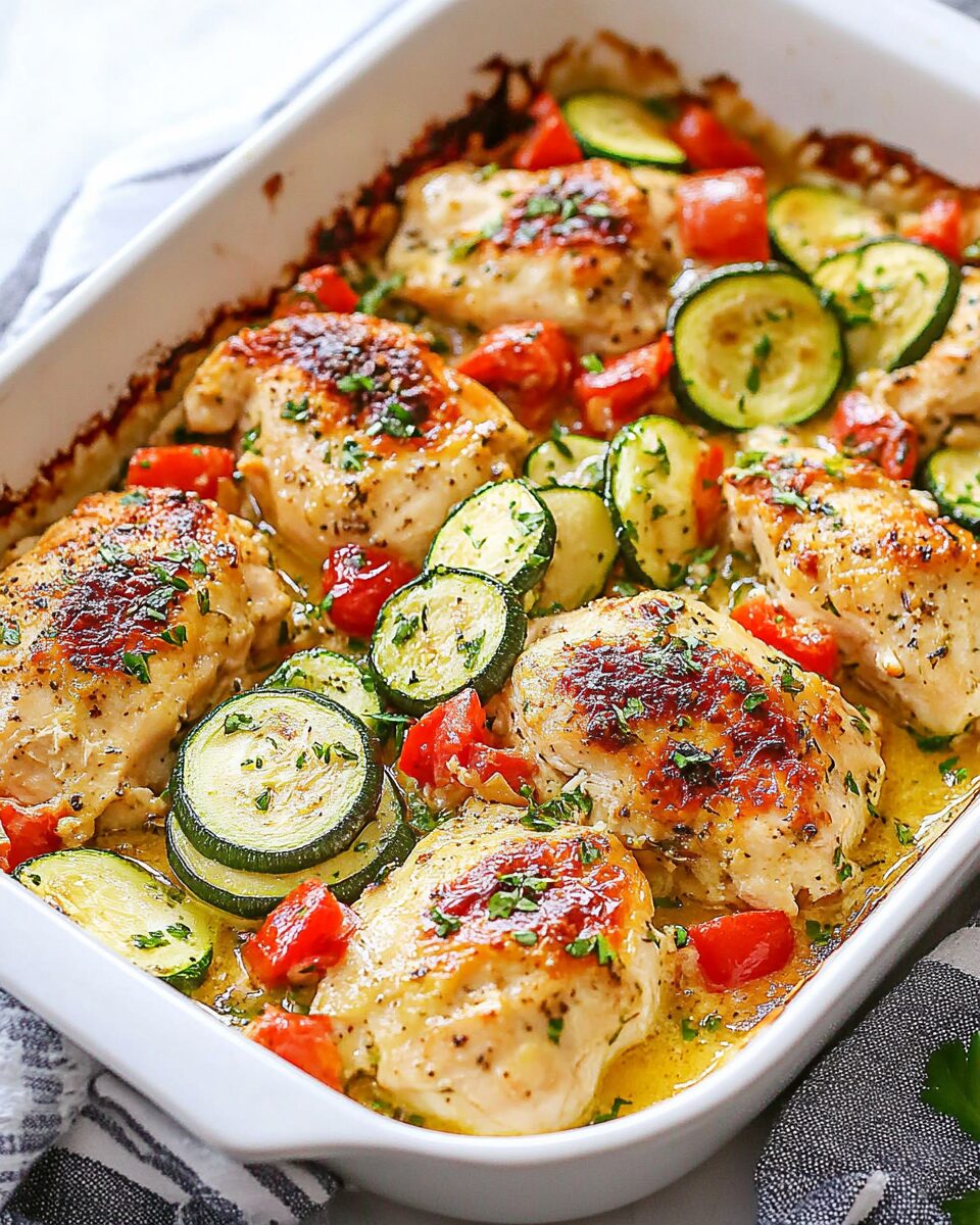Mediterranean Chicken Zucchini Bake
