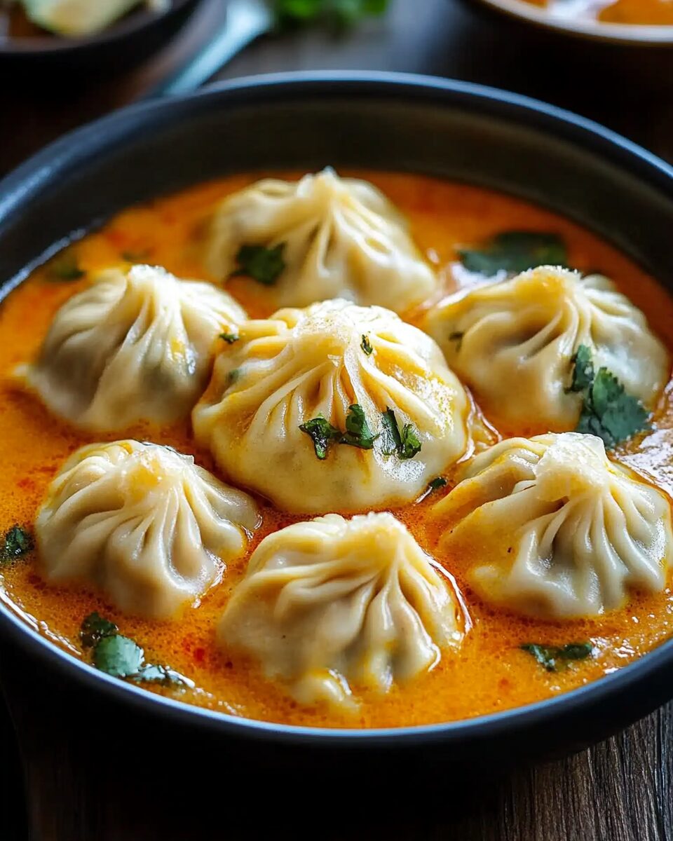 Stuffed Soup Dumplings in Thai Red Curry Sauce