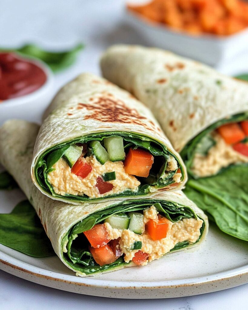 Veggie Spinach Wraps with Hummus