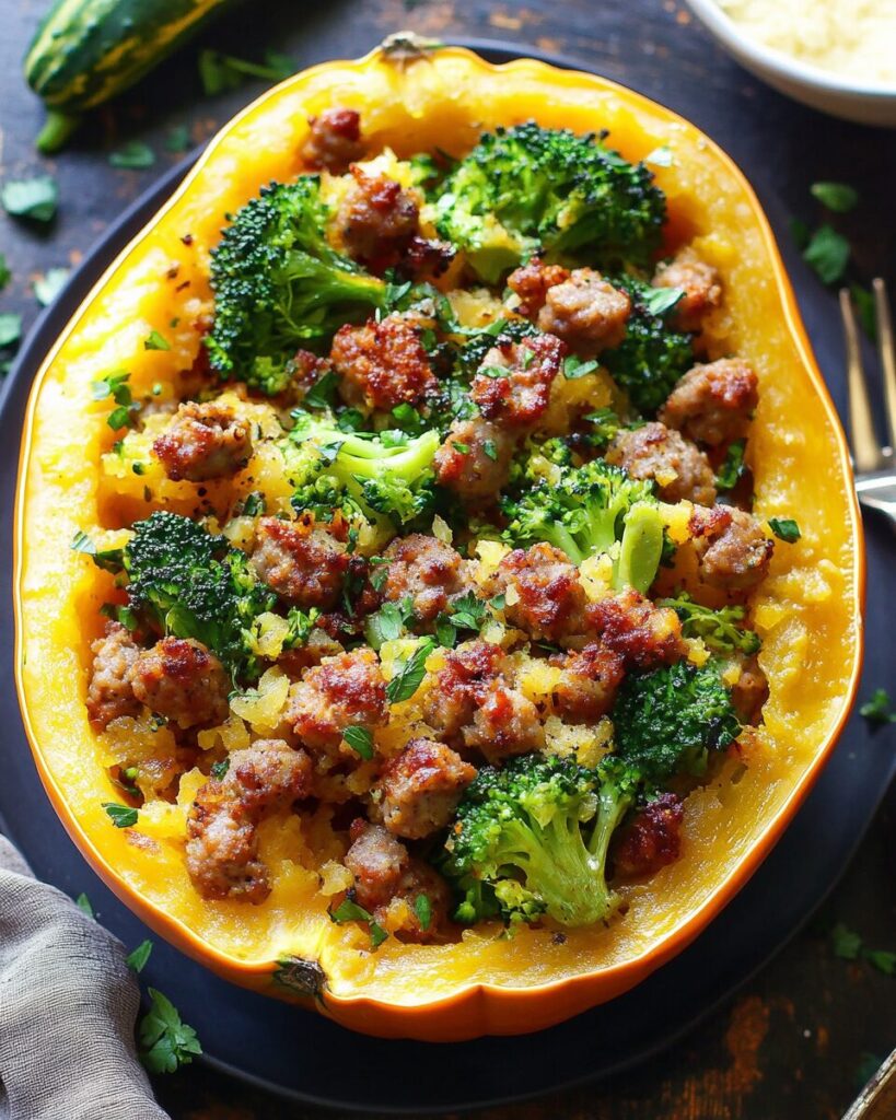 Spaghetti Squash with Sausage and Broccoli