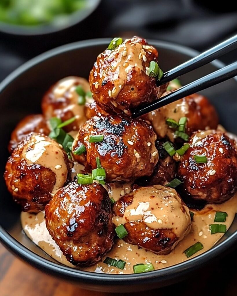 Korean BBQ Meatballs finished dish