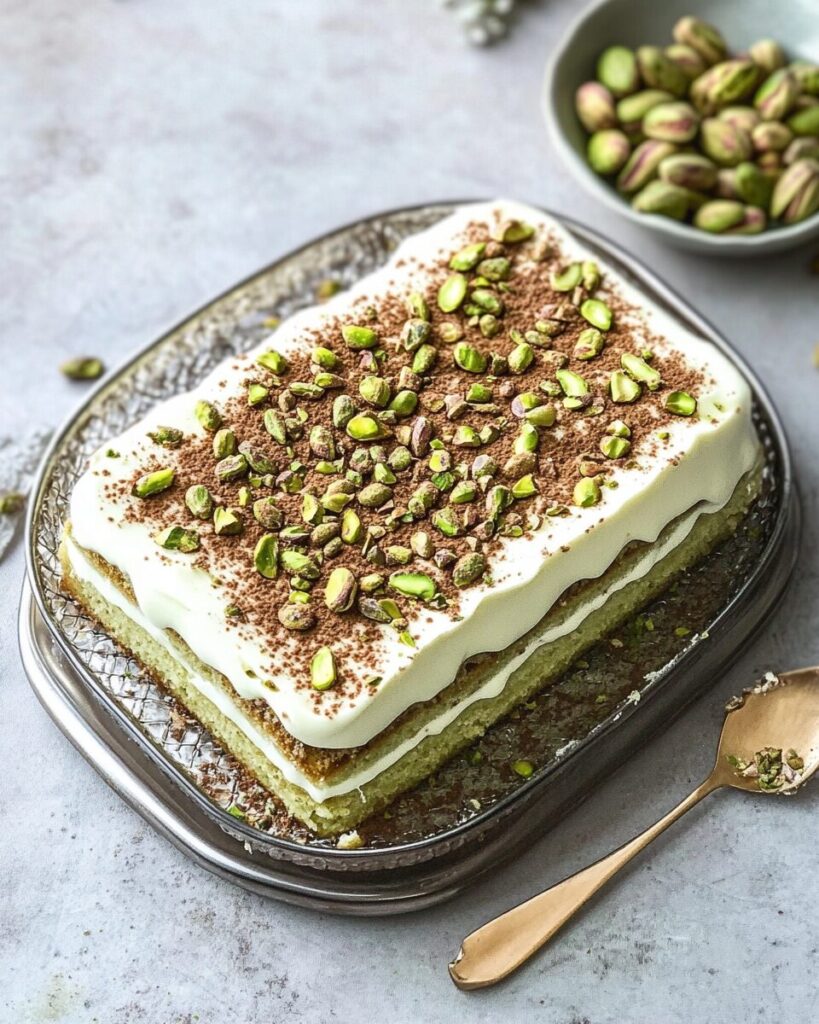 Pistachio Tiramisu finished dish