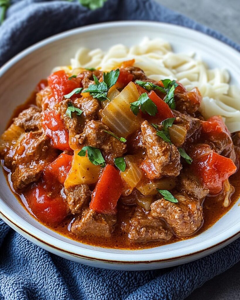 Beef Paprikash finished dish