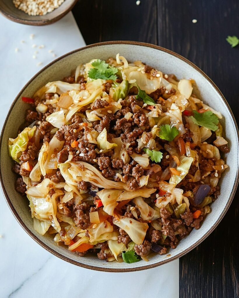 Ground Beef and Cabbage Stir-Fry