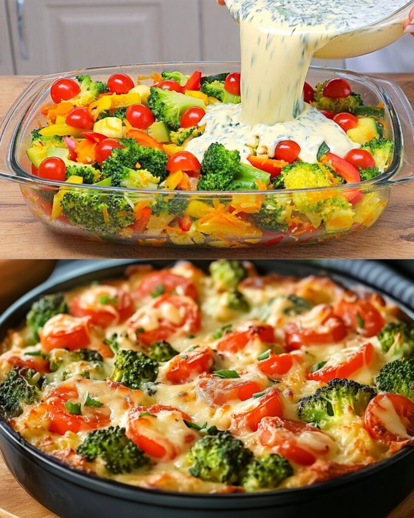 Creamy Broccoli and Kale Bake with Mozzarella