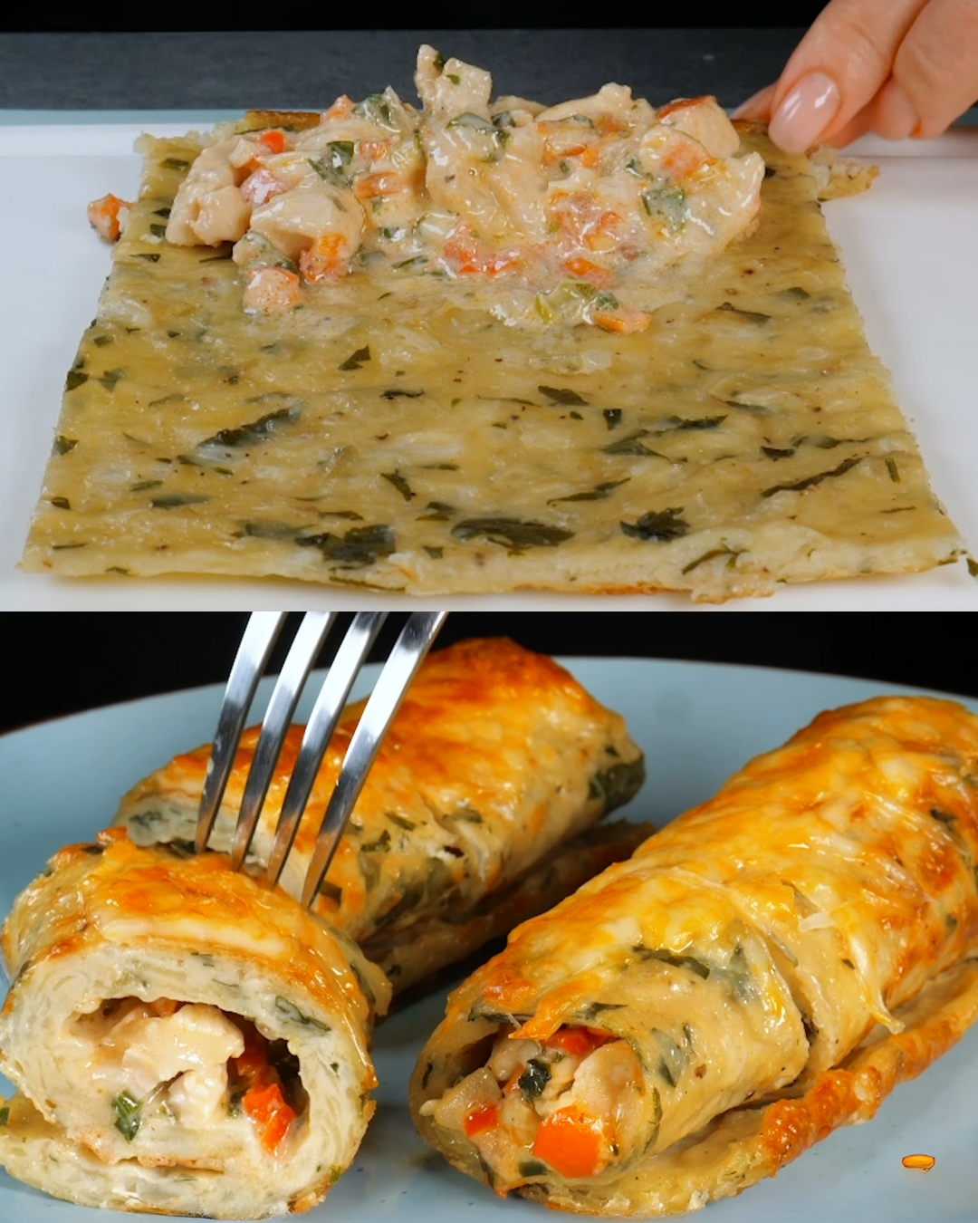 Potato and Meat Roll with Mozzarella Cheese and Bell Peppers