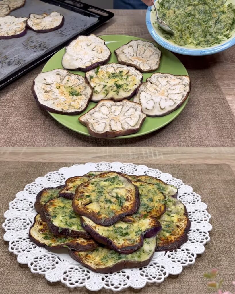 Baked Eggplant with Garlic, Olive Oil, and Fresh Parsley