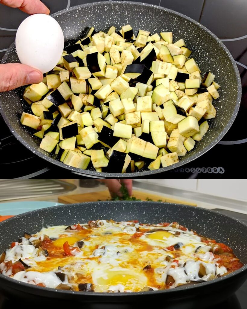 Mediterranean Eggplant and Egg Bake with Mozzarella and Parmesan