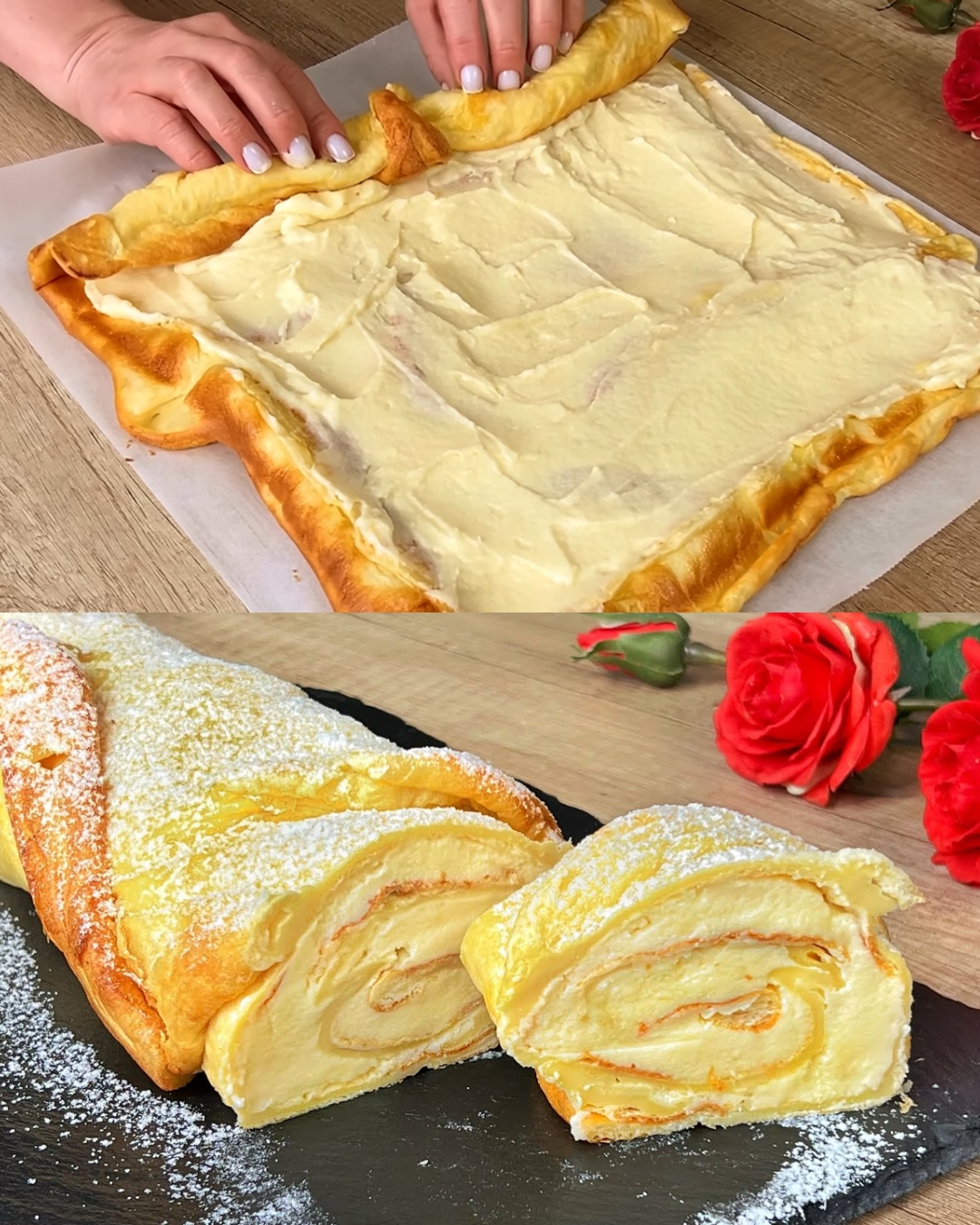 Pancake Rolls with Yogurt Cream Filling Recipe