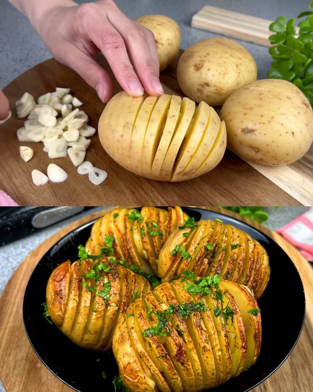 Garlic Dill Hasselback Potatoes