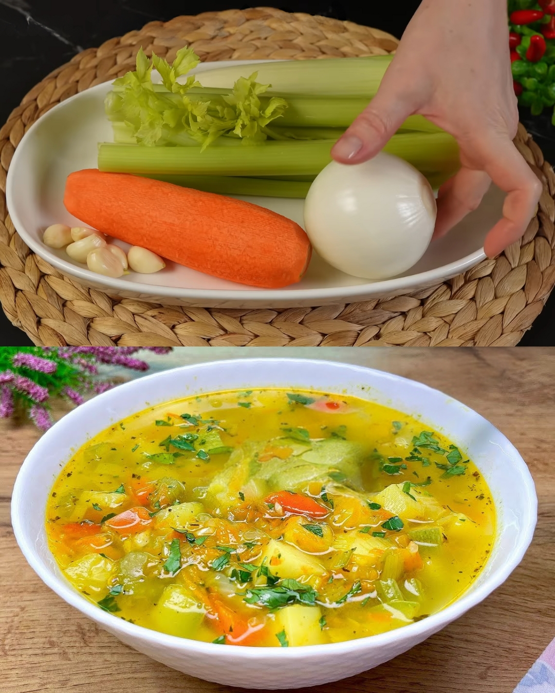 Hearty Vegetable Soup with Homemade Croutons