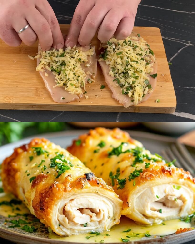 Chicken Rolls with Potatoes and Creamy Sauce