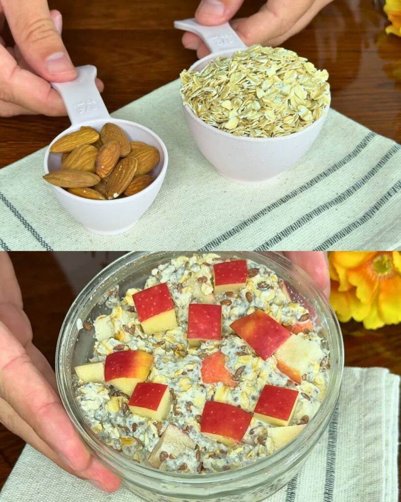 Overnight Oats with Almonds, Chia, and Flax Seeds Recipe finished dish