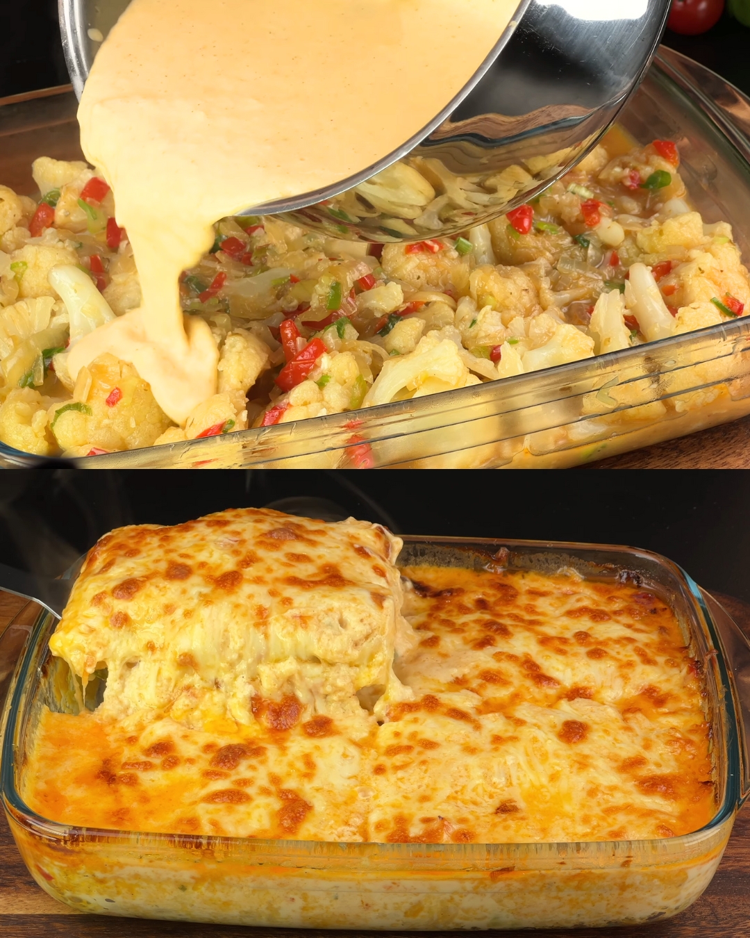 Cauliflower and Cheese Bake with Creamy Egg Mixture Recipe