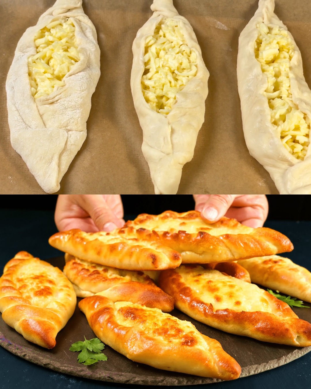 Chicken Stuffed Mashed Potato Pide