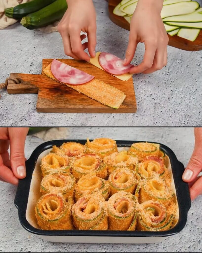 Zucchini Ham and Cheese Rolls