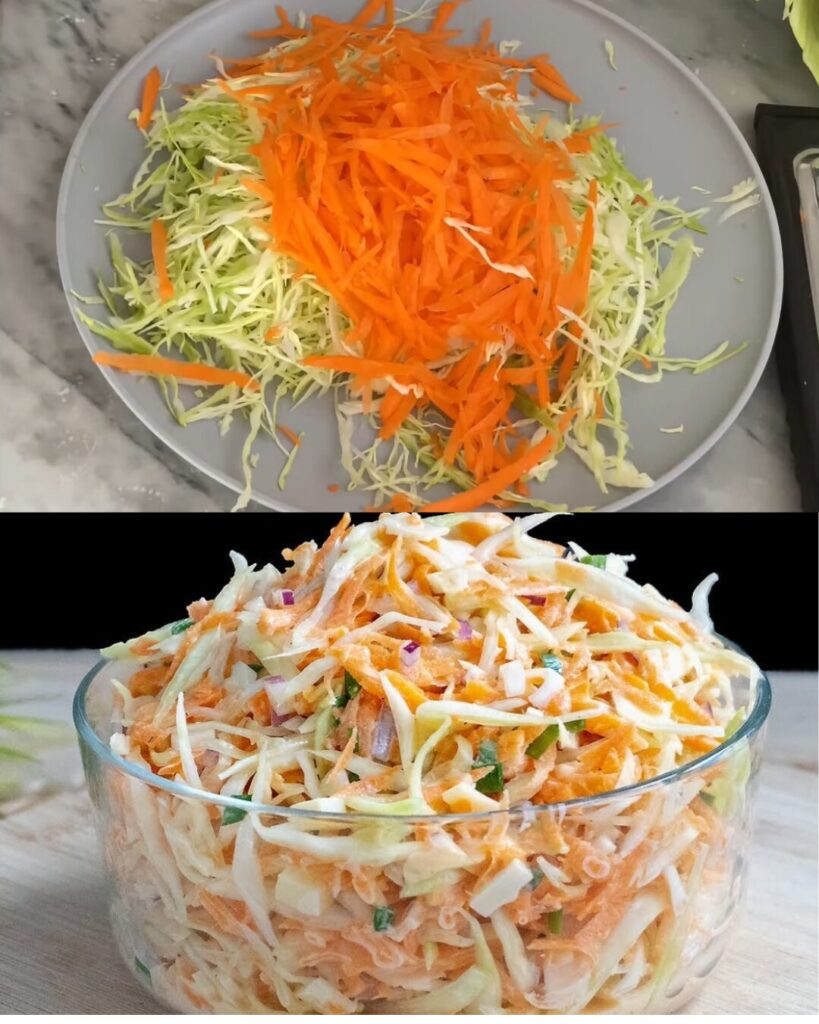 Tangy Cabbage and Carrot Salad with Horseradish Yogurt Dressing